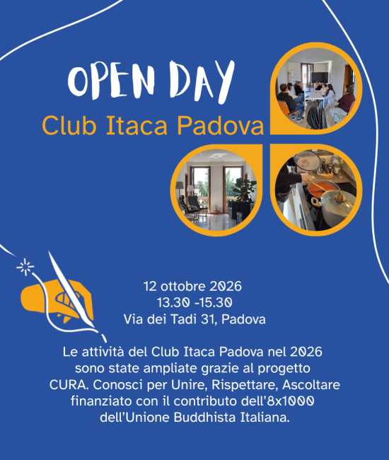 Locandina dell'open day del 12 ottobre a Progetto itaca padova